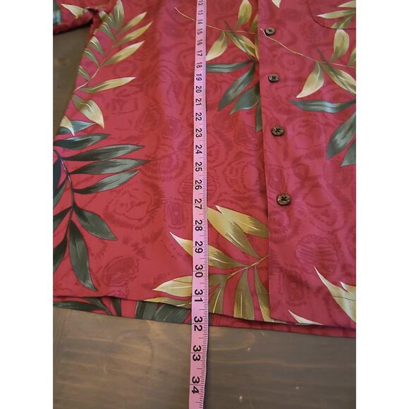 Havana Jack's Cafe Shirt Men's Size M Red Tropical Print Short Sleeve Button up - Picture 8 of 11